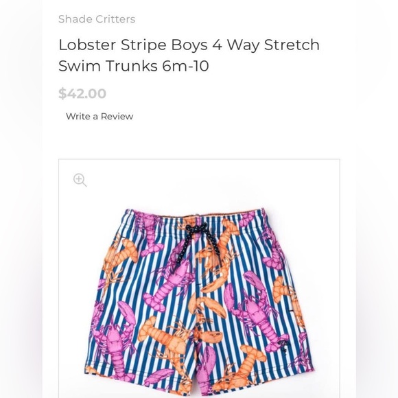 NWT Shade Critters Palm Beach Lobster Stripe Boys 4 Way Stretch Swim Trunks - Picture 1 of 4